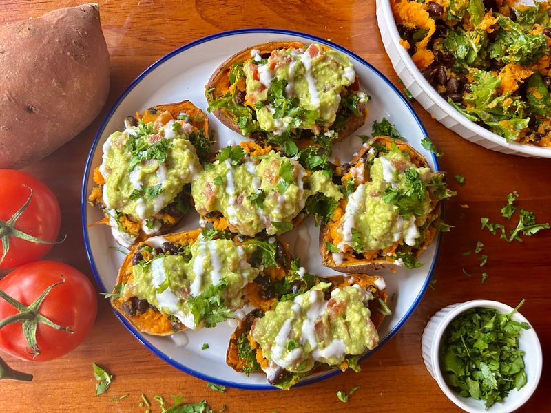 Avocado and Bean Stuffed Sweet Potatoes