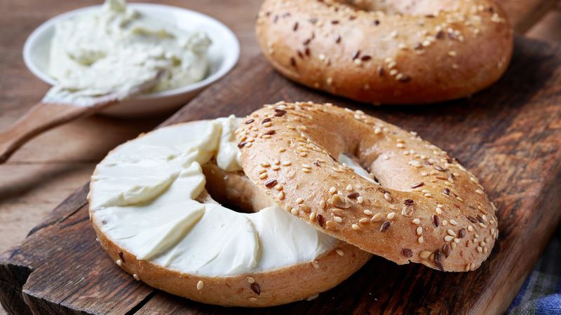 Giant Bagels with Cream Cheese
