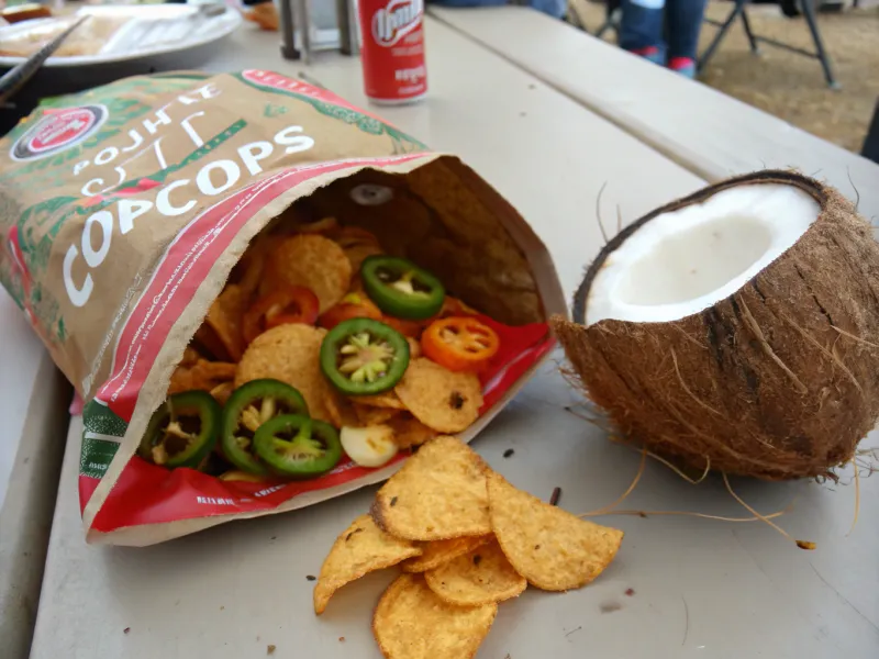 Spicy Jalapeño Chips and Coconut Water