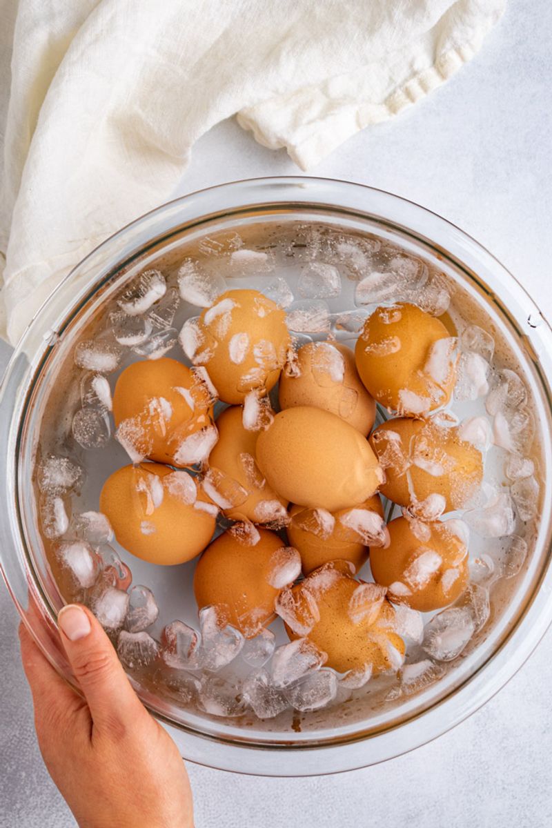 Shock Boiled Eggs in Ice Water