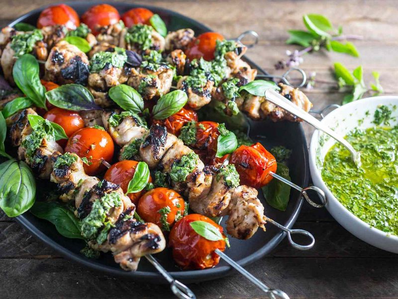 Basil Lemon Chicken Skewers