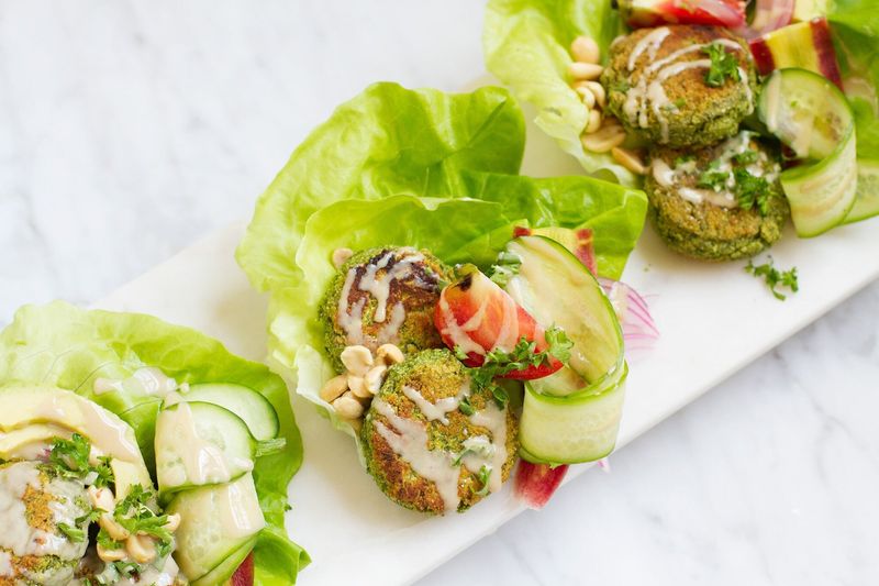 Baked Falafel Lettuce Wraps
