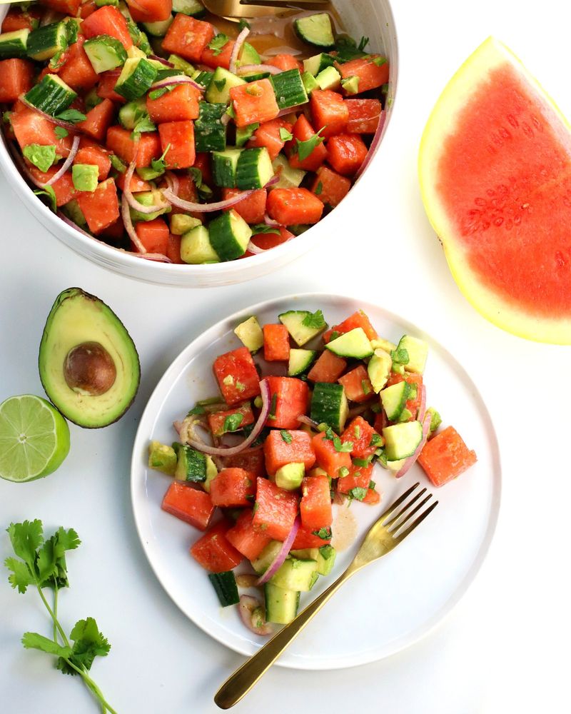 Spicy Watermelon & Cucumber Salad