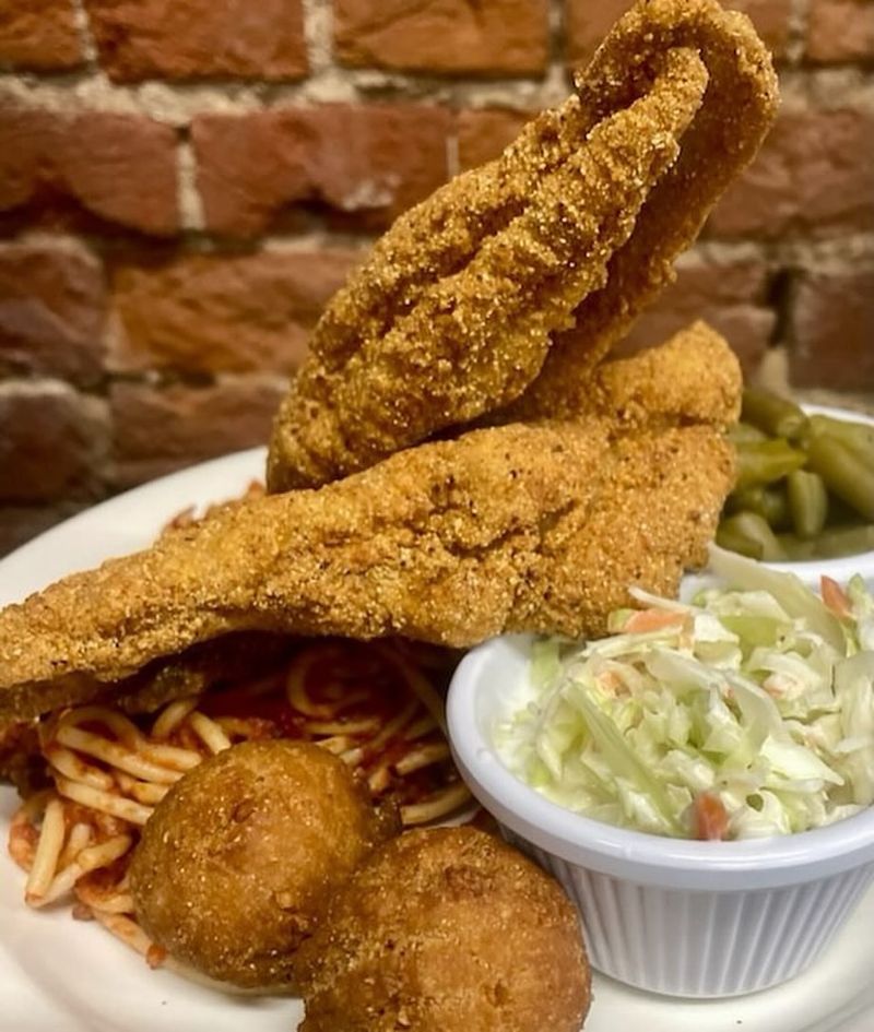 Fried Catfish and Spaghetti