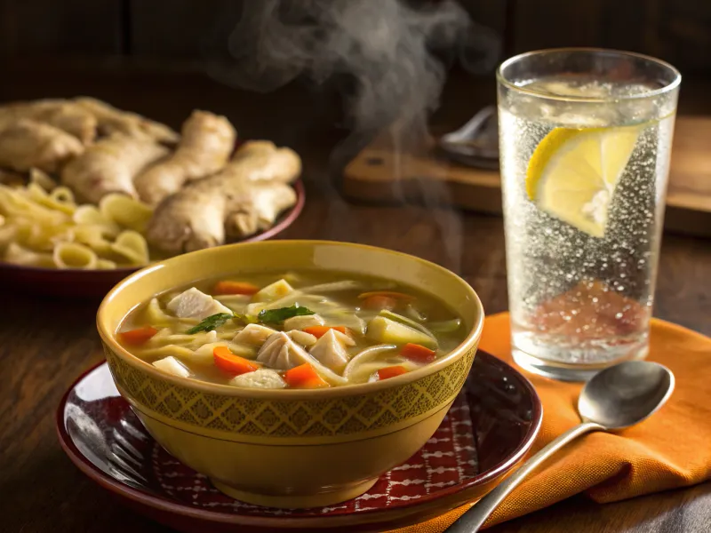 Ginger Ale and Chicken Noodle Soup