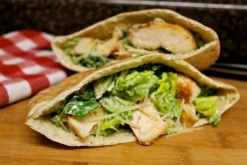 Chicken Caesar Pita Pockets
