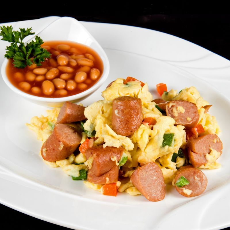 Scrambled Eggs with Hot Dogs
