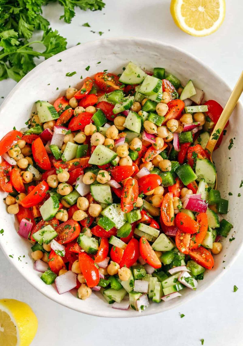 Cucumber Tomato Chickpea Salad