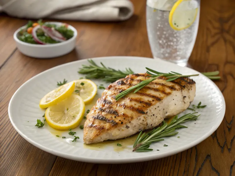 Grilled Lemon Herb Chicken with Sparkling Water