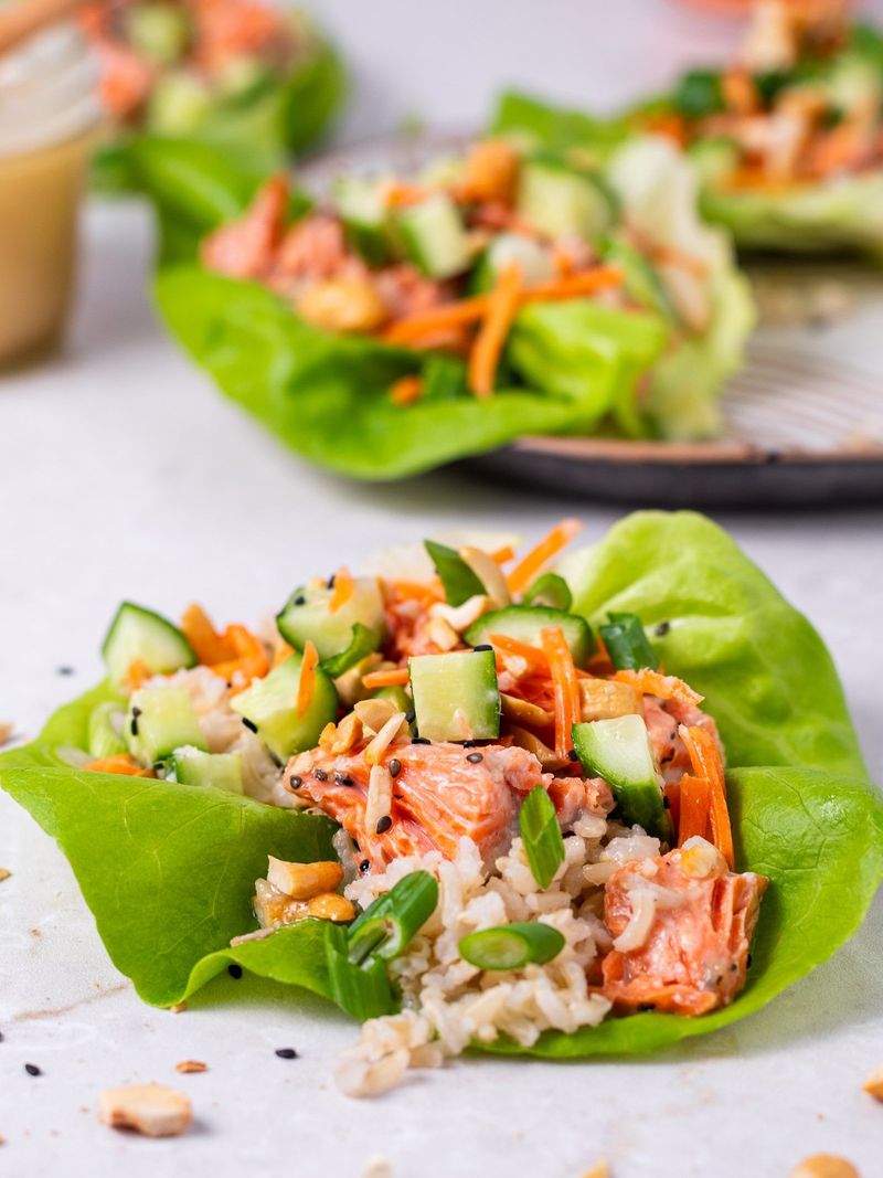 Asian-Inspired Salmon Lettuce Wraps