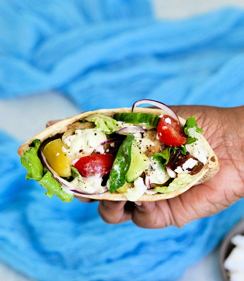 Stuffed Grilled Pita With Feta and Olives