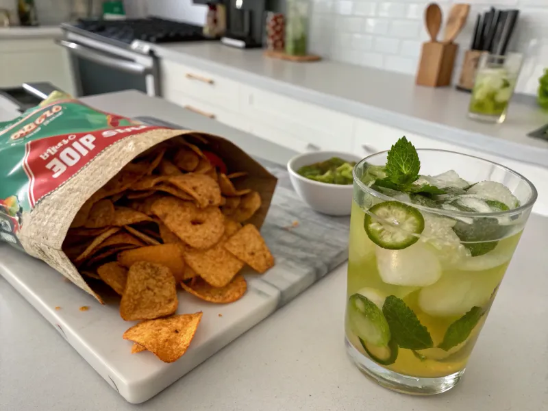 Spicy Jalapeño Chips with Iced Green Tea