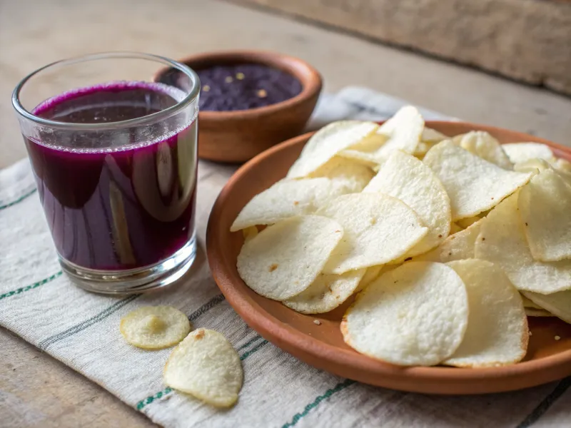 Yuca Chips and Chicha Morada from Peru