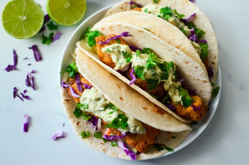 Fish Tacos with Avocado Lime Crema