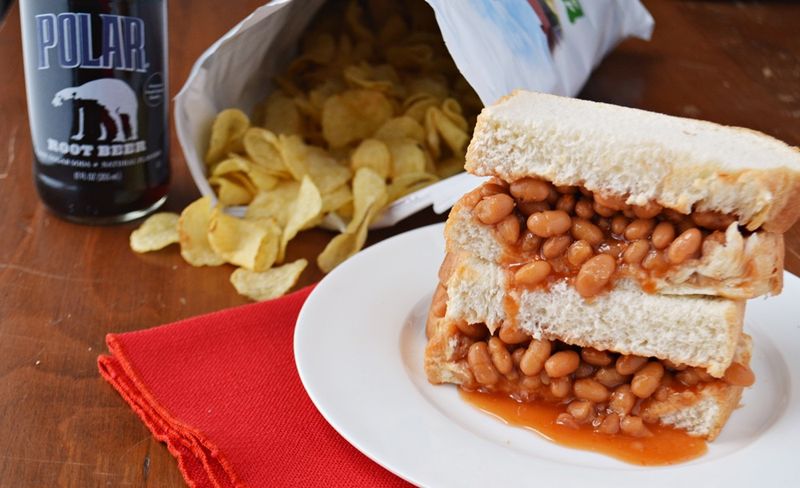 Canned Pork and Beans on White Bread