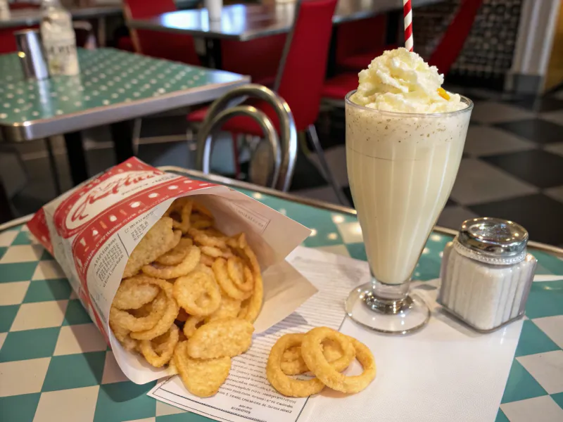 Onion Rings Chips with Vanilla Milkshake