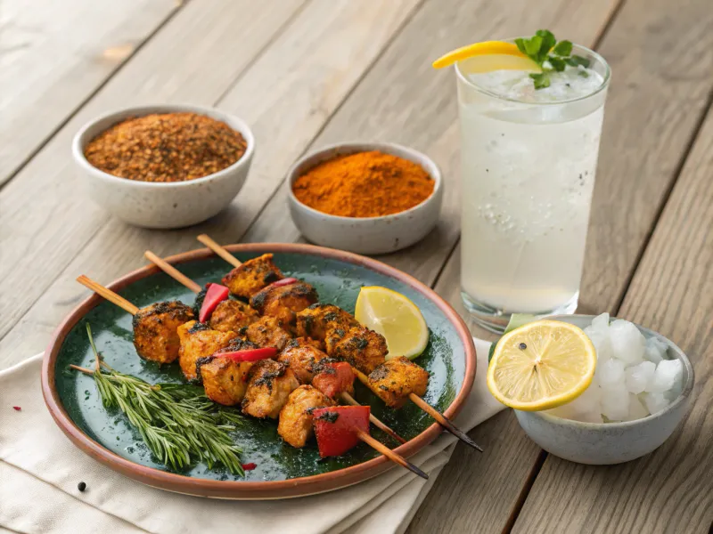 Coconut Water and Grilled Chicken Tikka