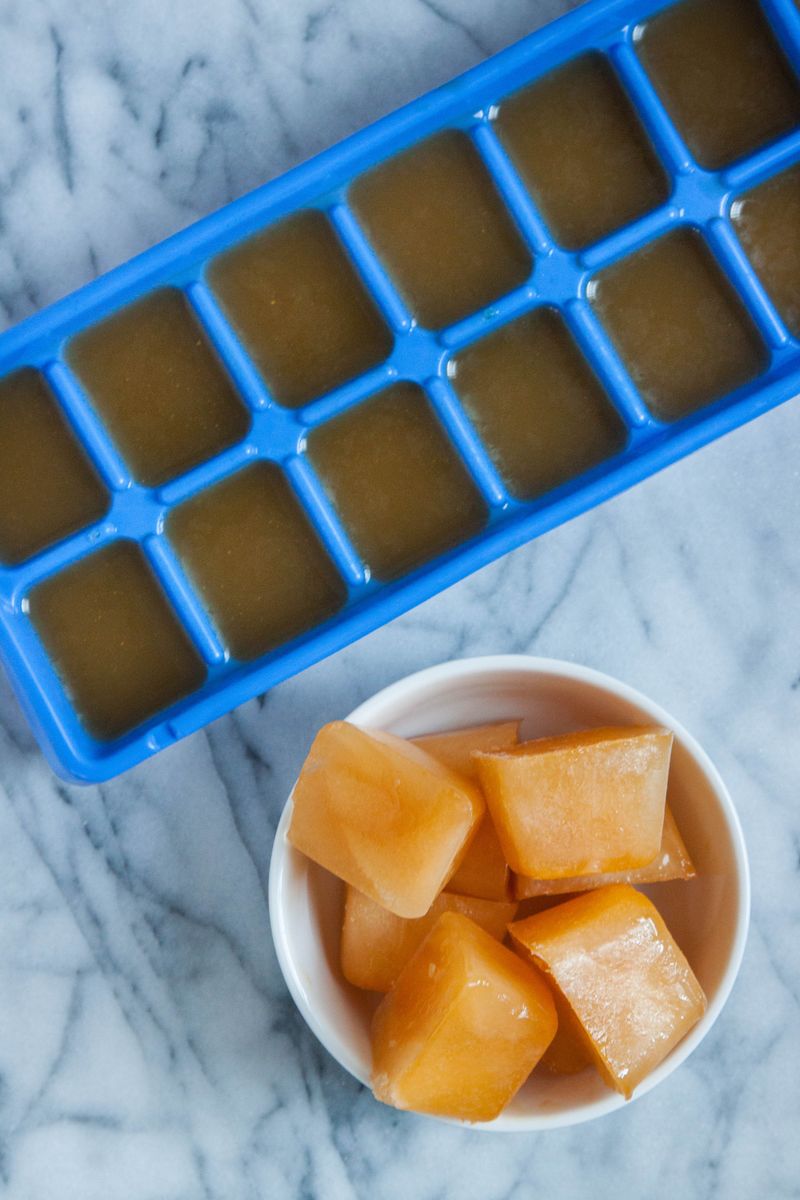 Freeze leftover broth in ice cube trays
