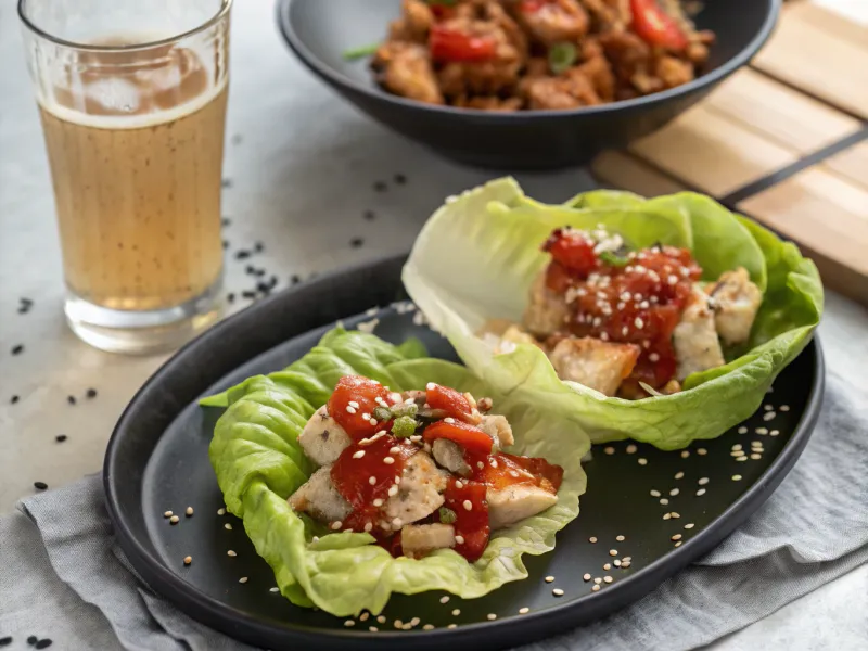 Korean Chicken Lettuce Cups with Barley Tea