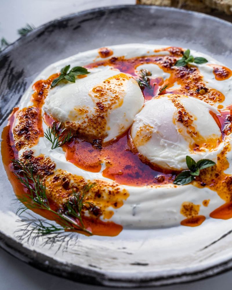 Turkish Cilbir (Poached Eggs in Yogurt)