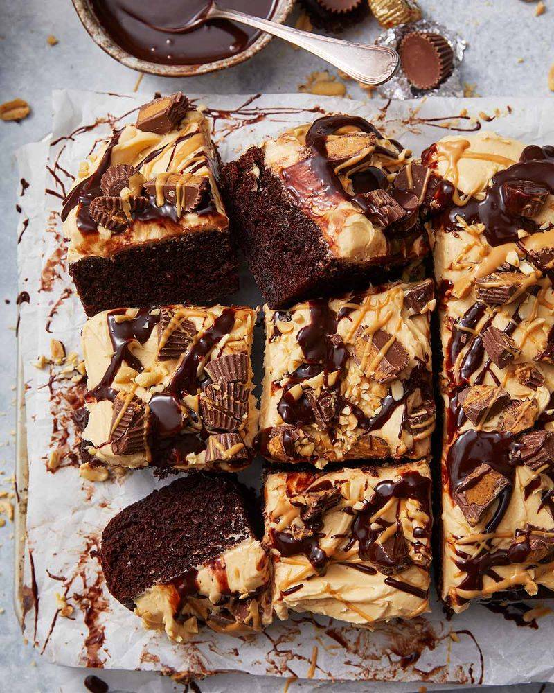 Chocolate Peanut Butter Cake Bars