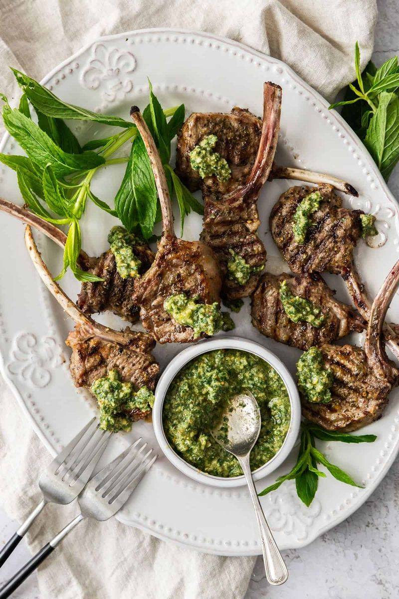 Grilled Lamb Chops With Mint Pesto