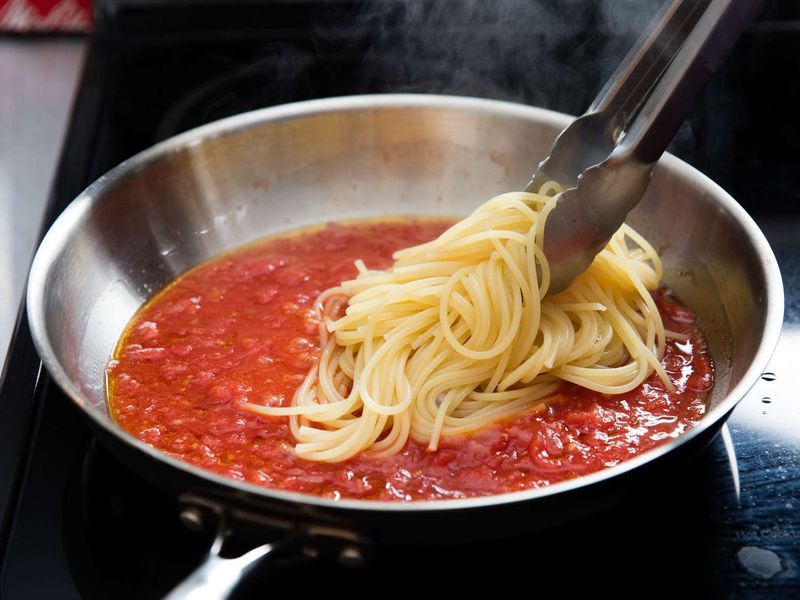 Finish pasta in the sauce