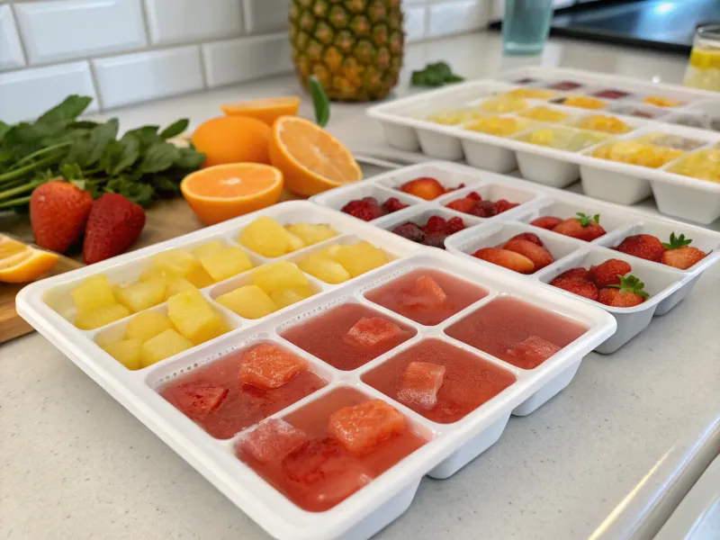 Freeze Canned Fruit in Ice Cube Trays