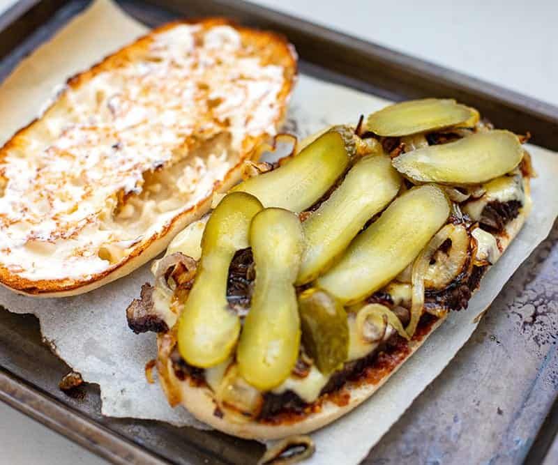 Melted Cheddar + Pickles + Grainy Mustard