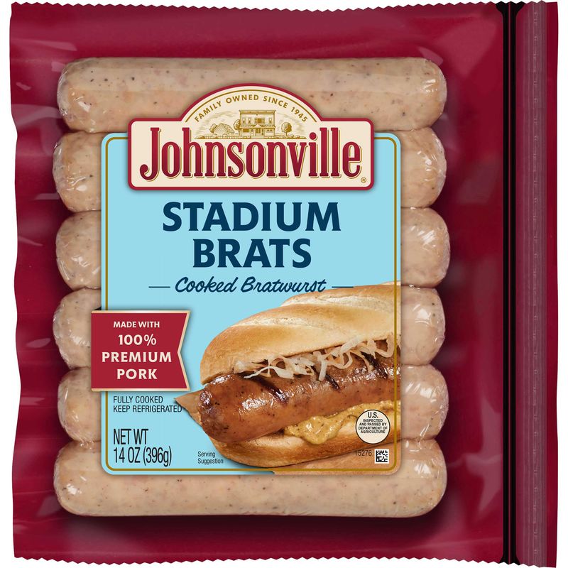 Pre-Cooked Hot Dog–Style Sausages Labeled as “Brats”