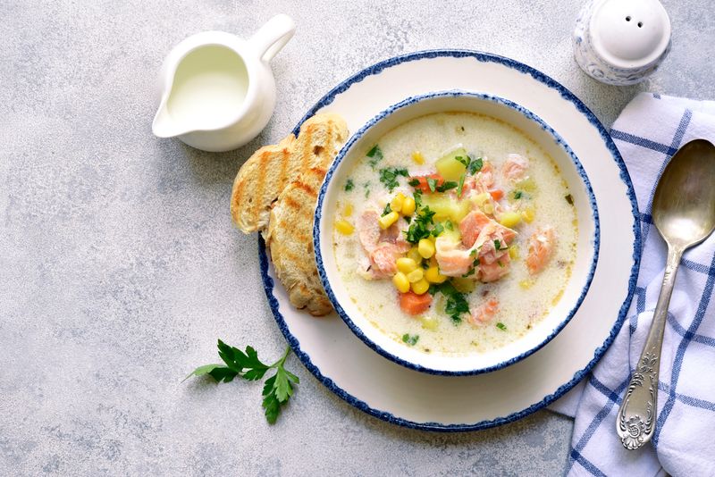 Fish Chowder with Corn and Bacon