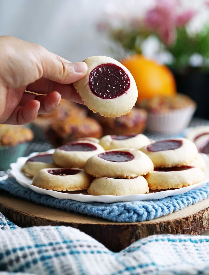 Shortbread Thumbprint Cookies With Jam