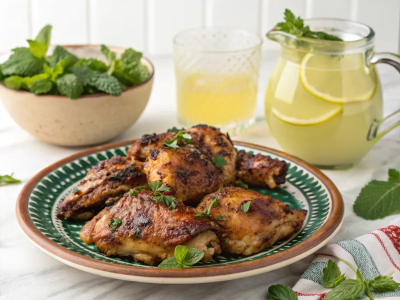 Moroccan Spiced Chicken with Mint Lemonade