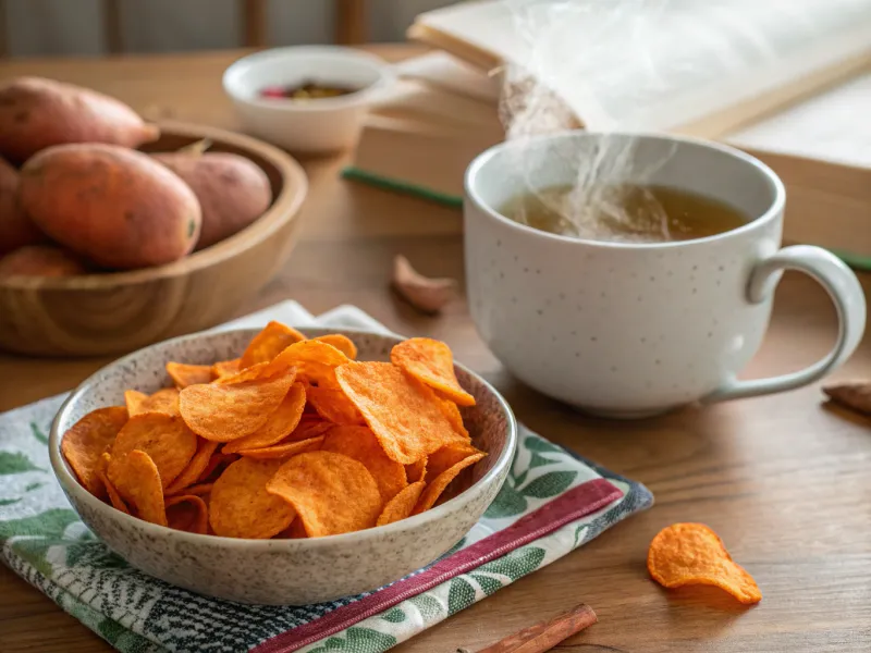 Sweet Potato Chips and Herbal Tea