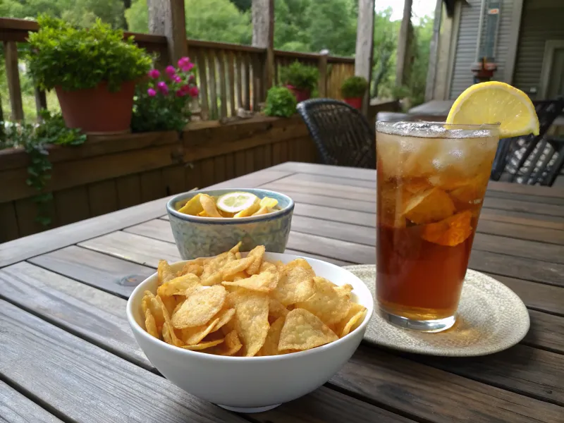 Honey Mustard Chips with Iced Tea
