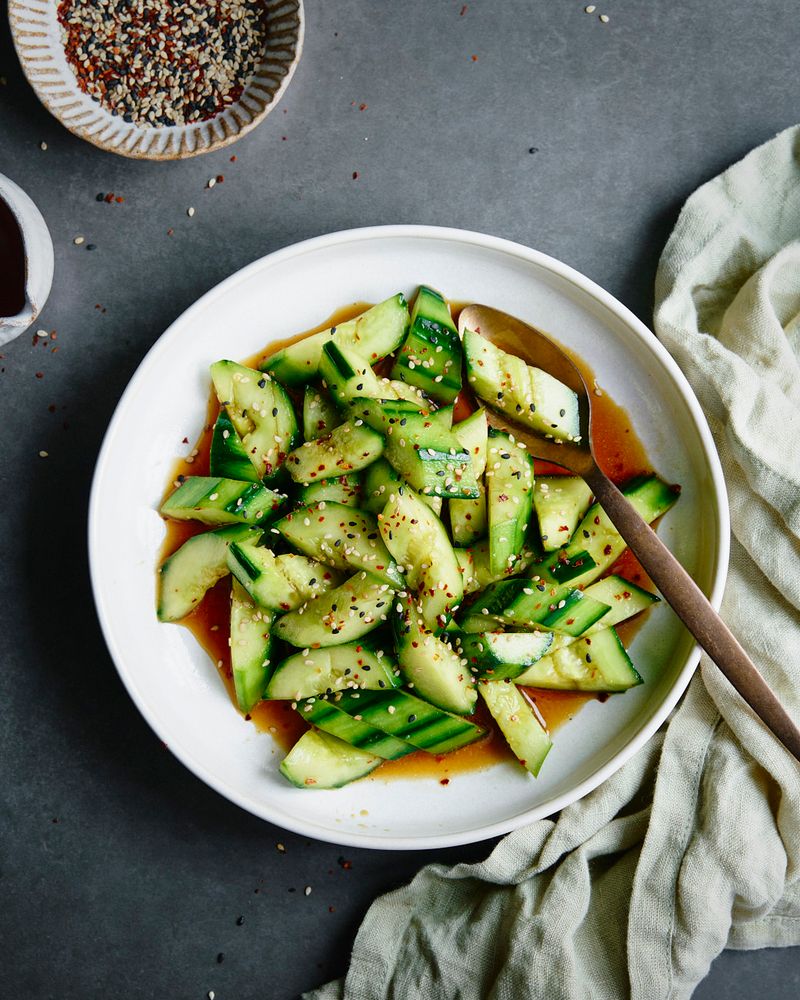 Smashed Cucumber with Sesame Oil