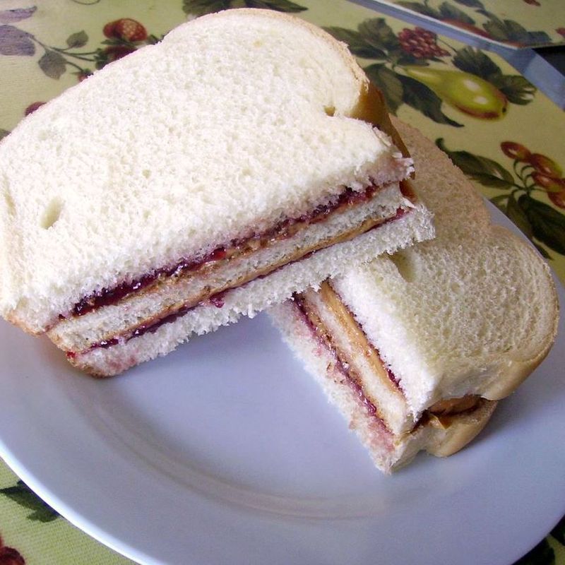 School Cafeteria Peanut Butter & Jelly on White Bread