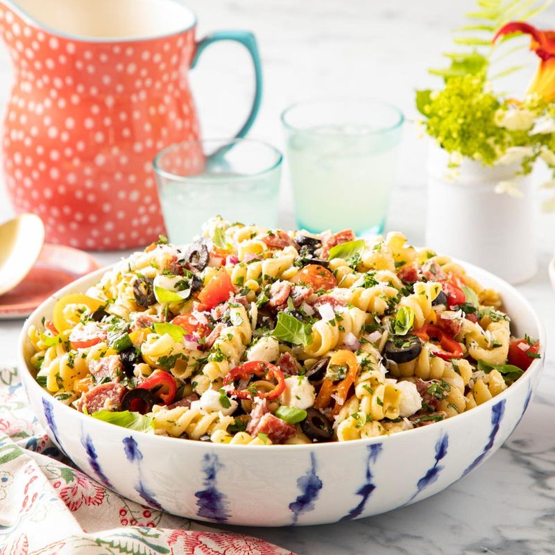 Pasta Salad with Tomatoes, Basil, and Feta