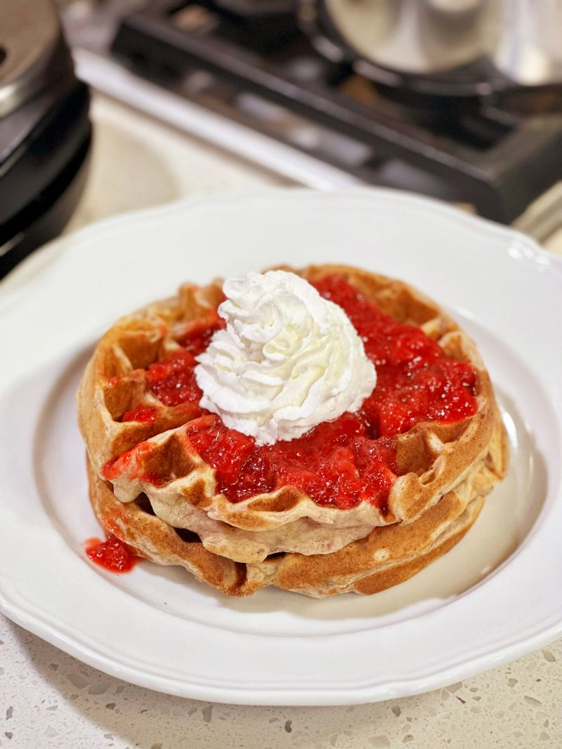 Strawberries and Cream Waffles