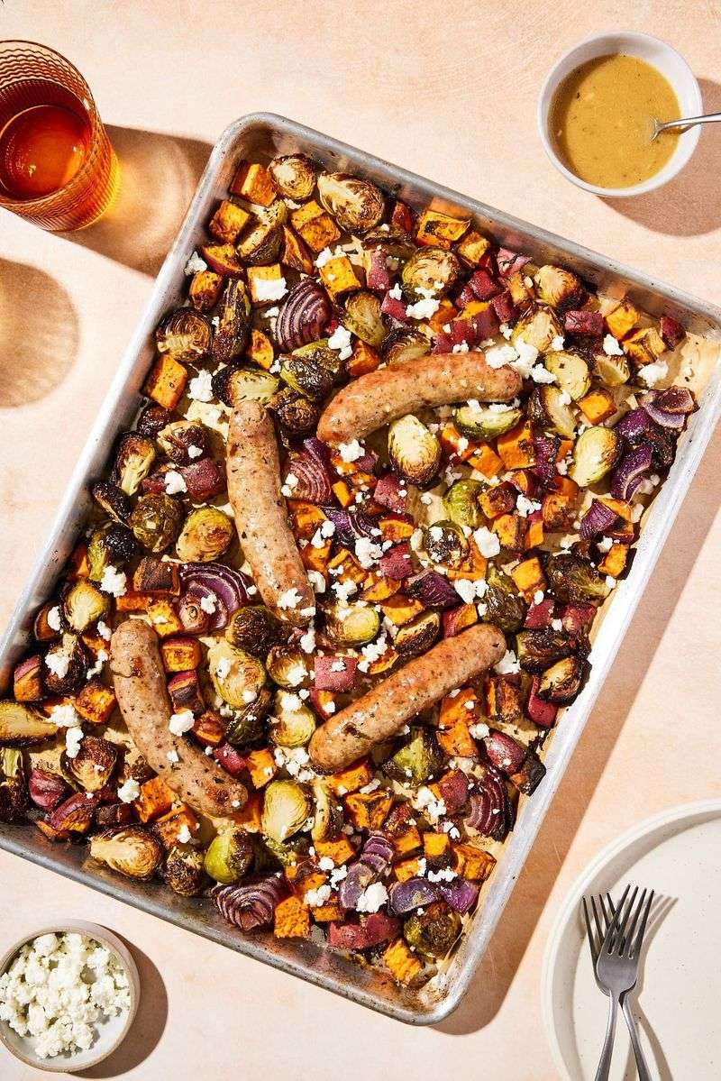 Sheet Pan Sausage & Root Veggie Roast