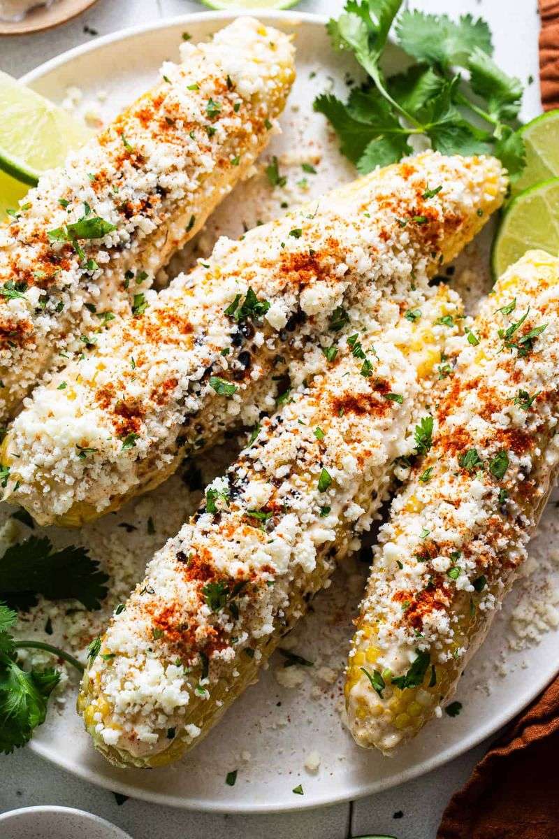 Grilled Corn with Spicy Mayo & Cotija