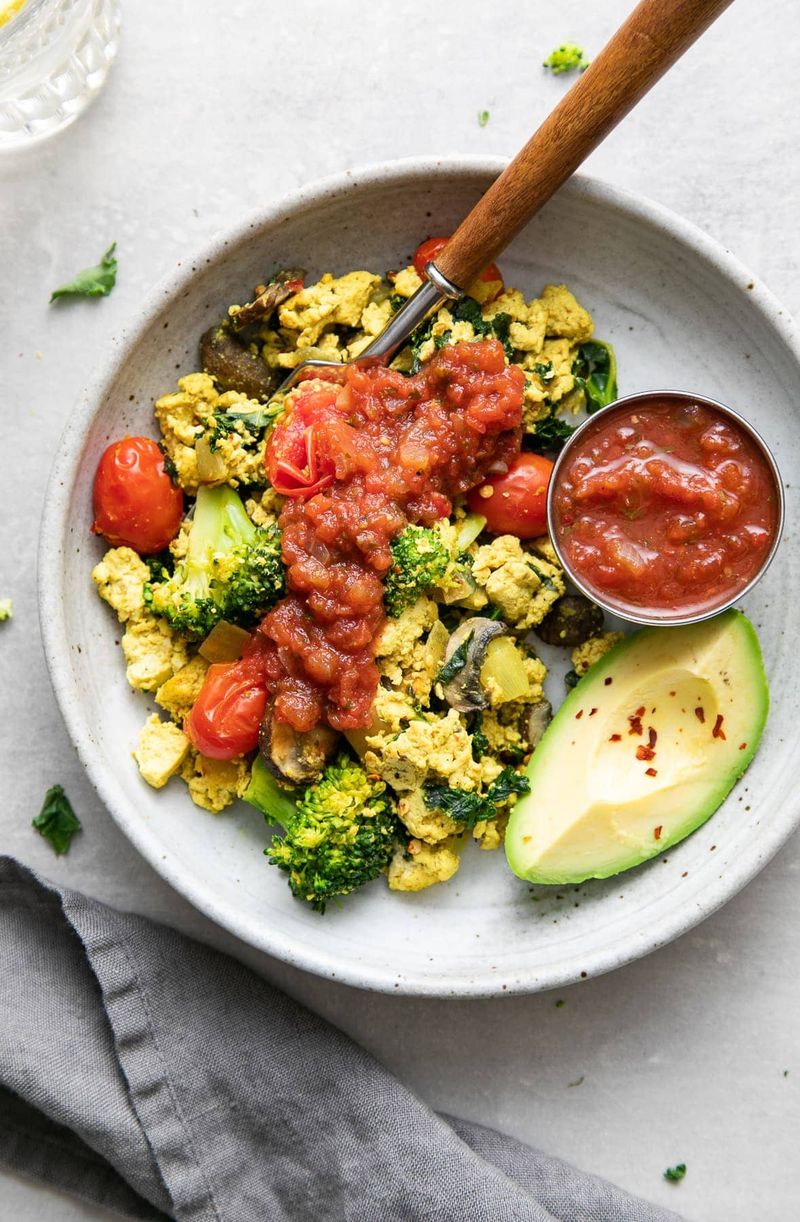 Scrambled Tofu With Spinach and Salsa