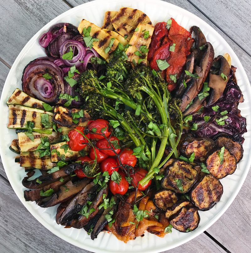 Grilled Veggie Platter with Hummus