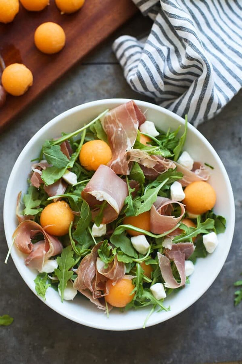 Cantaloupe & Prosciutto Arugula Salad