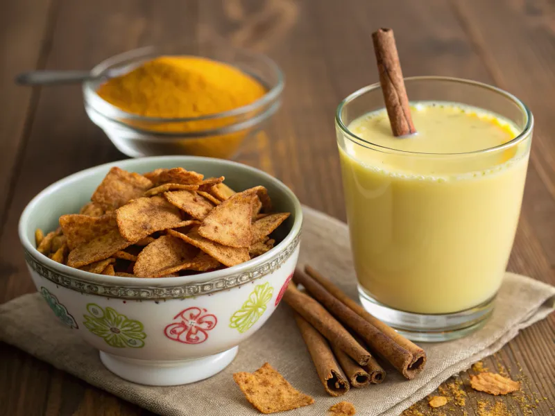 Lentil Chips with Turmeric Milk