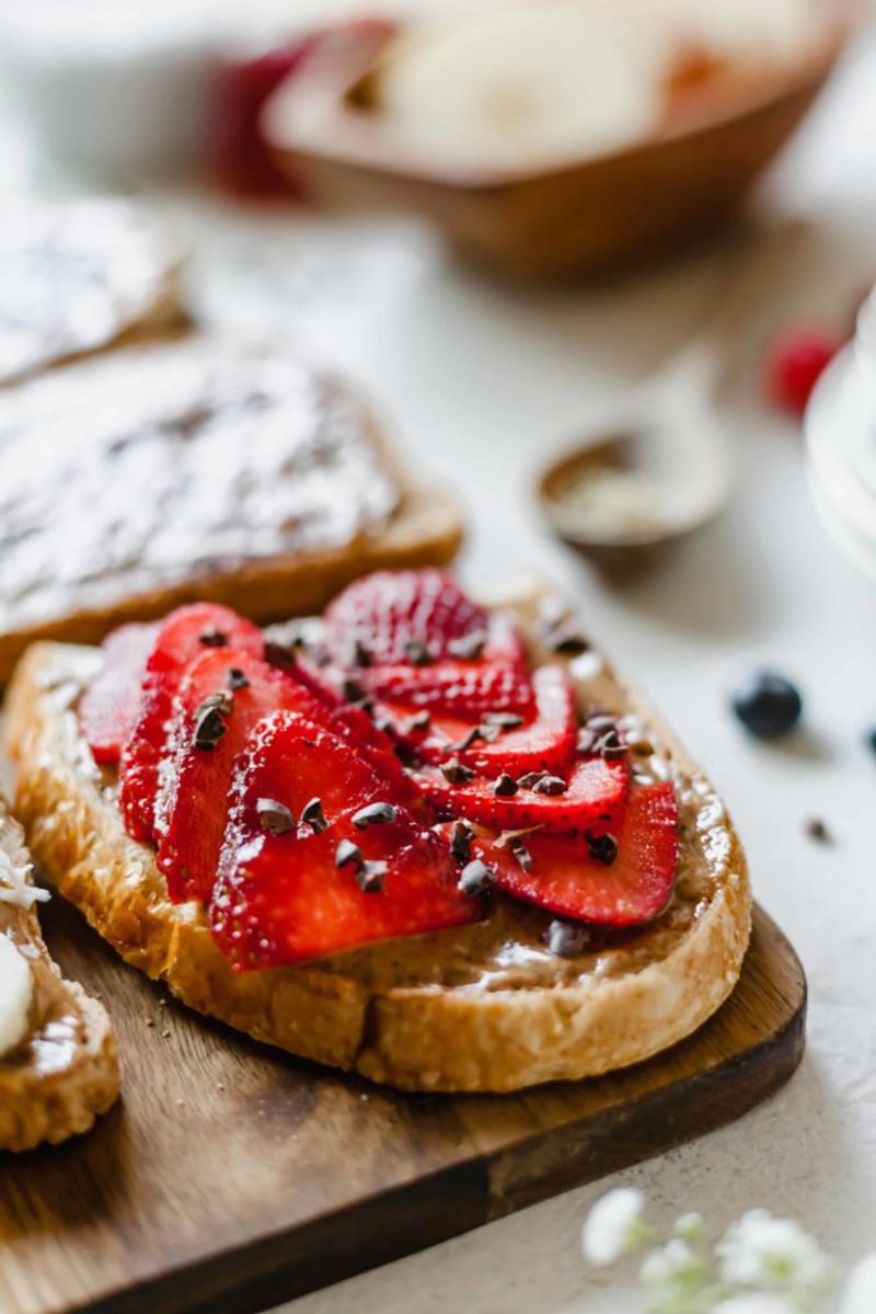 Almond Butter + Strawberries + Dark Chocolate Shavings