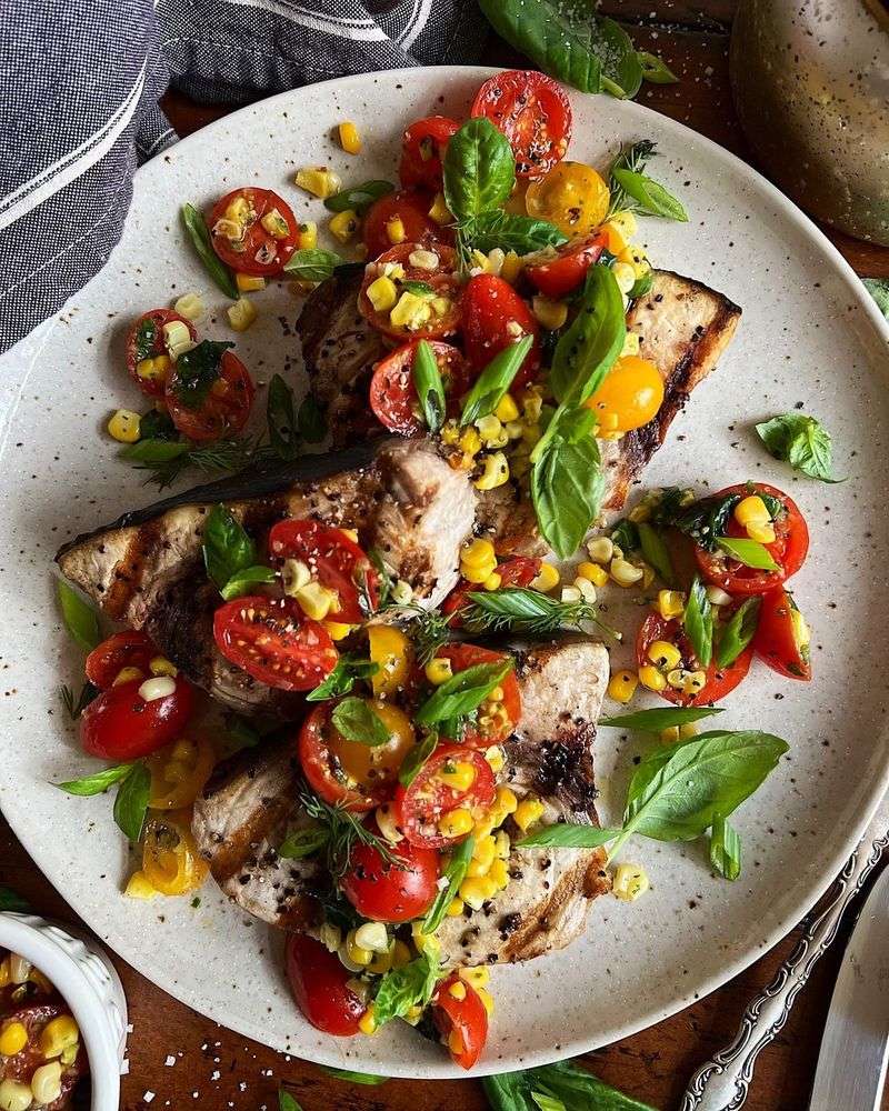 Grilled Swordfish with Tomato Basil Relish