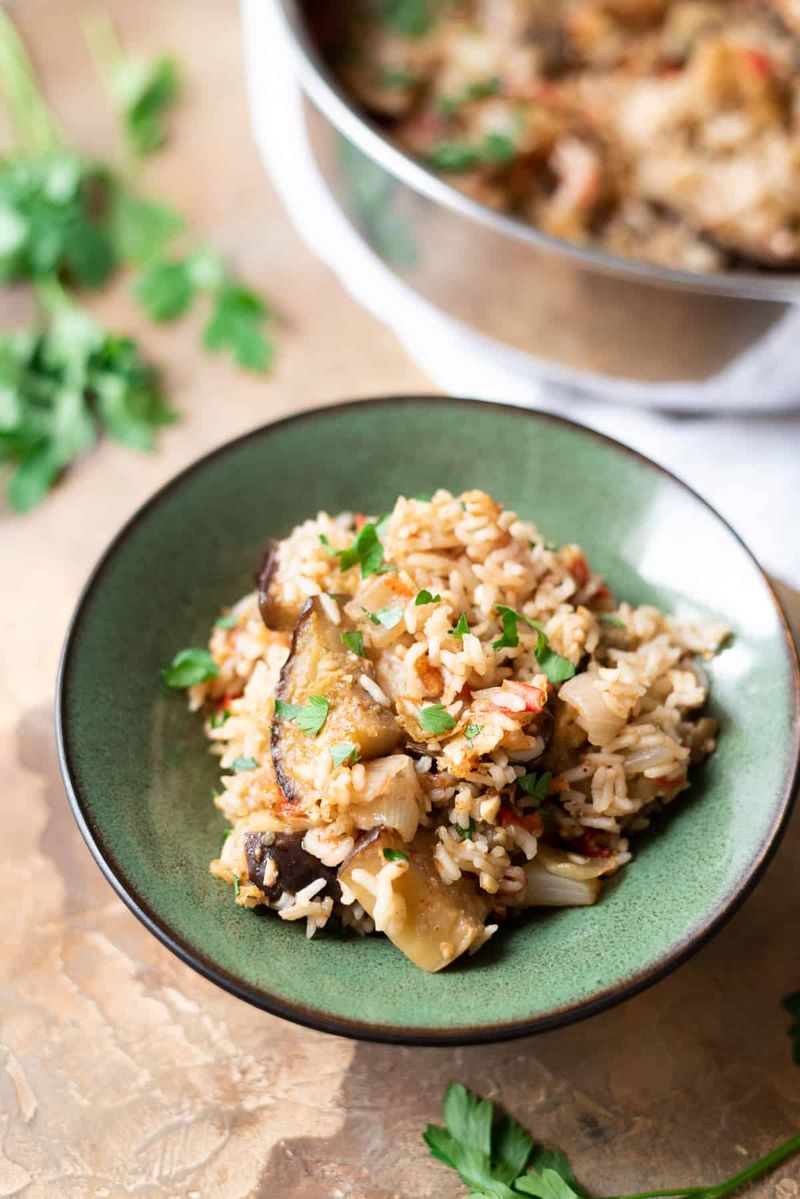 Eggplant Stir-Fry with Brown Rice