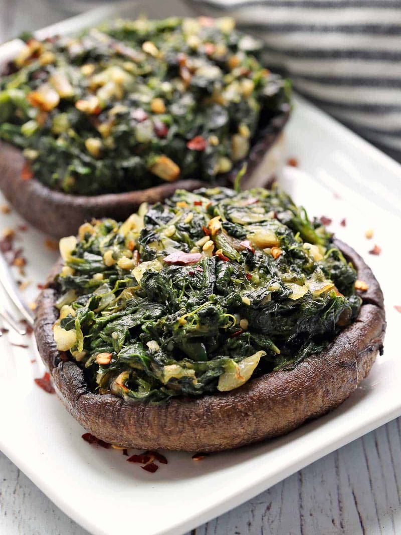Grilled Portobello Mushrooms with Feta and Spinach