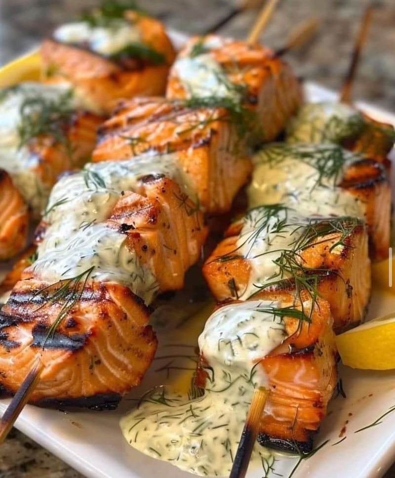 Grilled Salmon with Dill Yogurt Sauce